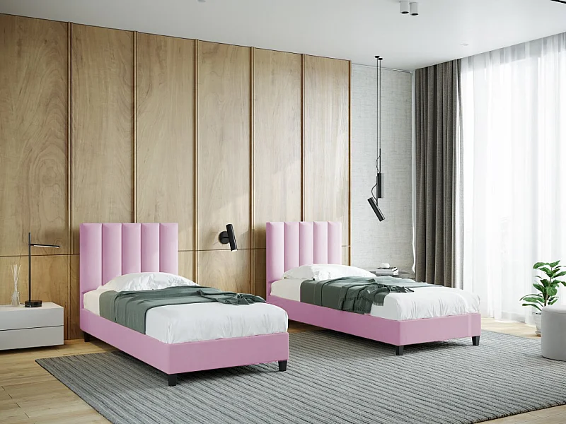 Boxspringbett Polsterbett Einzelbett KONGO ohne Matratze 100 x 200 cm Bett Schlafzimmer Jugendbett Kinderbett Hotelzimmer, rosa