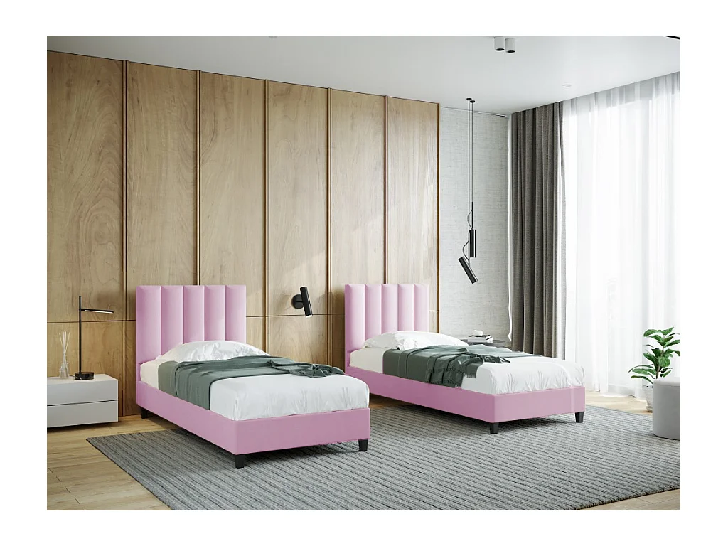 Boxspringbett Polsterbett Einzelbett KONGO ohne Matratze 90 x 200 cm Bett Schlafzimmer Jugendbett Kinderbett Hotelzimmer, rosa