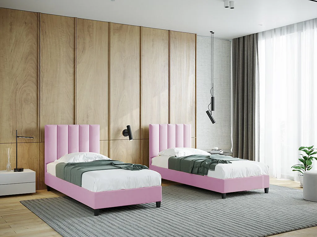 Boxspringbett Polsterbett Einzelbett KONGO ohne Matratze 90 x 200 cm Bett Schlafzimmer Jugendbett Kinderbett Hotelzimmer, rosa