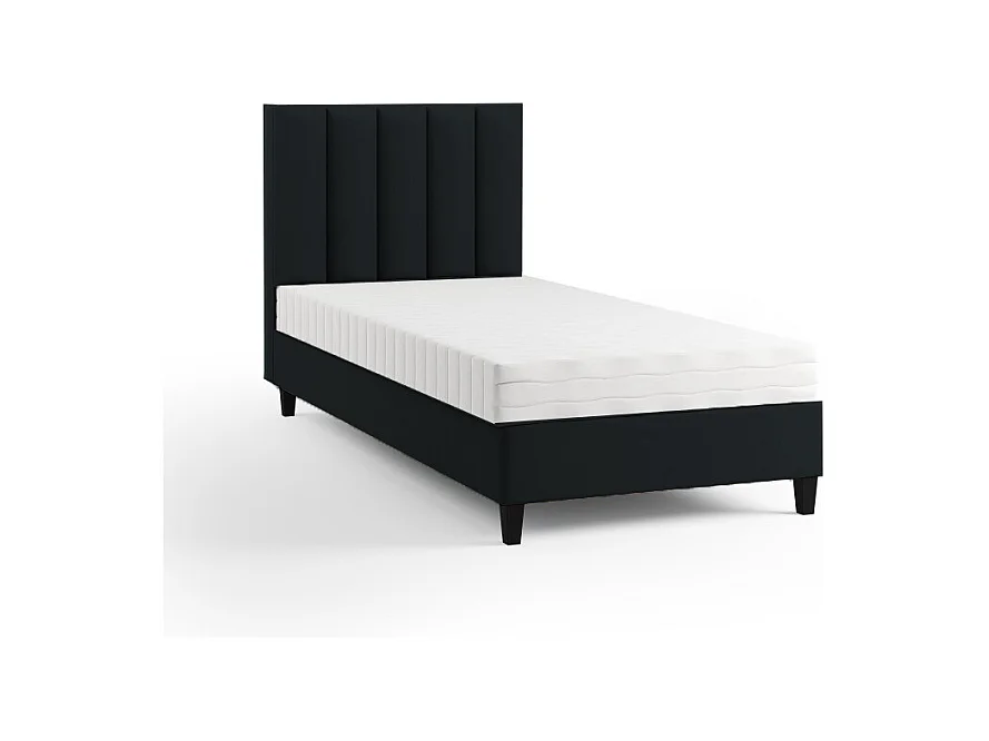 Boxspringbett Polsterbett Einzelbett KONGO ohne Matratze 90 x 200 cm Bett Schlafzimmer Jugendbett Kinderbett Hotelzimmer, schwarz