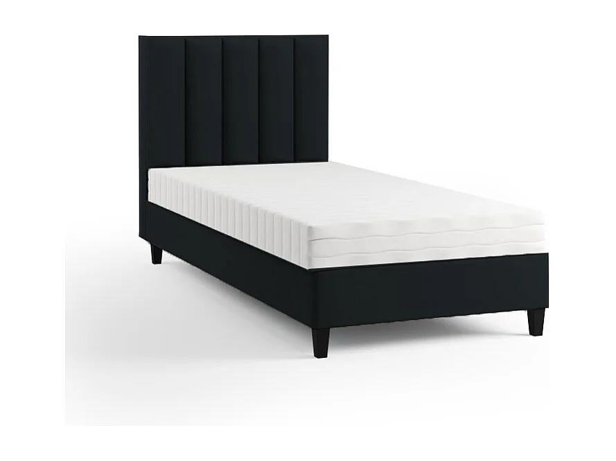Boxspringbett Polsterbett Einzelbett KONGO ohne Matratze 90 x 200 cm Bett Schlafzimmer Jugendbett Kinderbett Hotelzimmer, schwarz