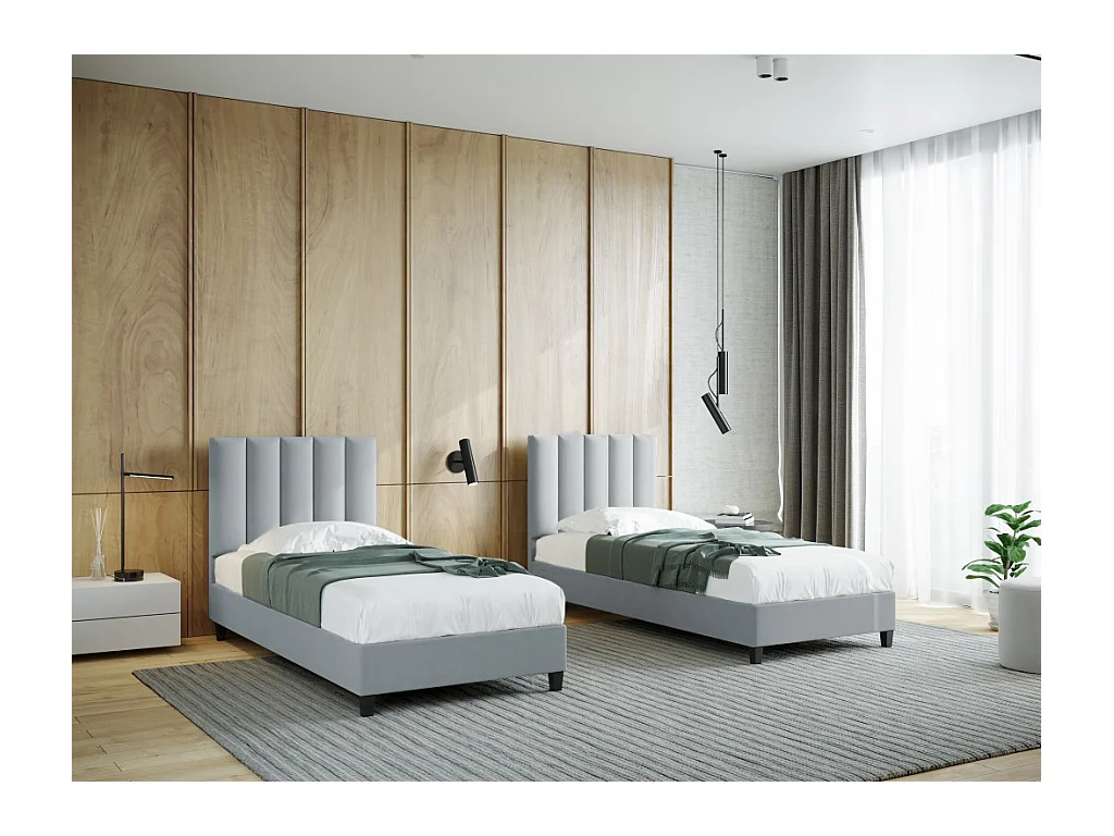 Boxspringbett Polsterbett Einzelbett KONGO ohne Matratze 90 x 200 cm Bett Schlafzimmer Jugendbett Kinderbett Hotelzimmer, hellgrau