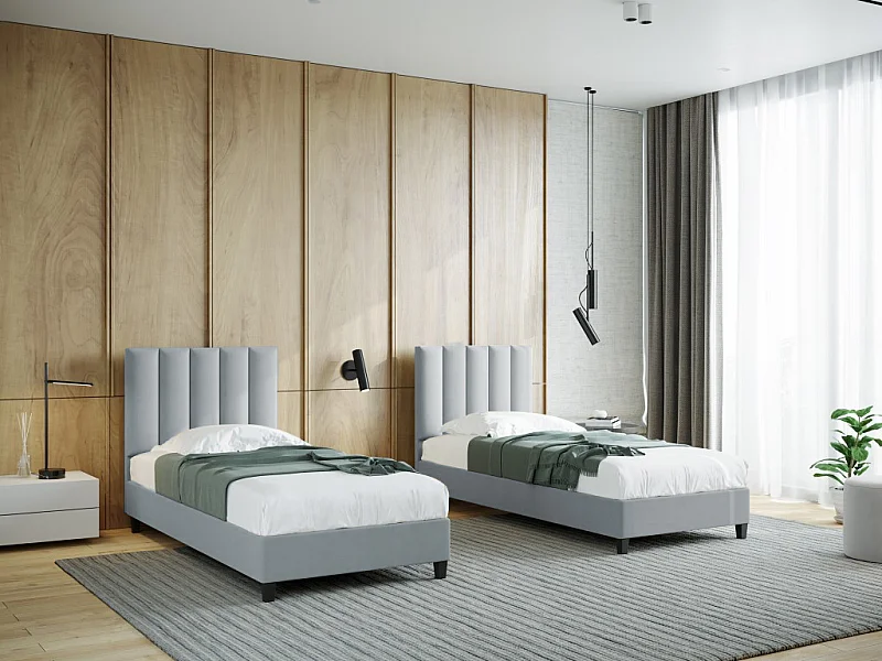 Boxspringbett Polsterbett Einzelbett KONGO ohne Matratze 80 x 200 cm Bett Schlafzimmer Jugendbett Kinderbett Hotelzimmer, hellgrau