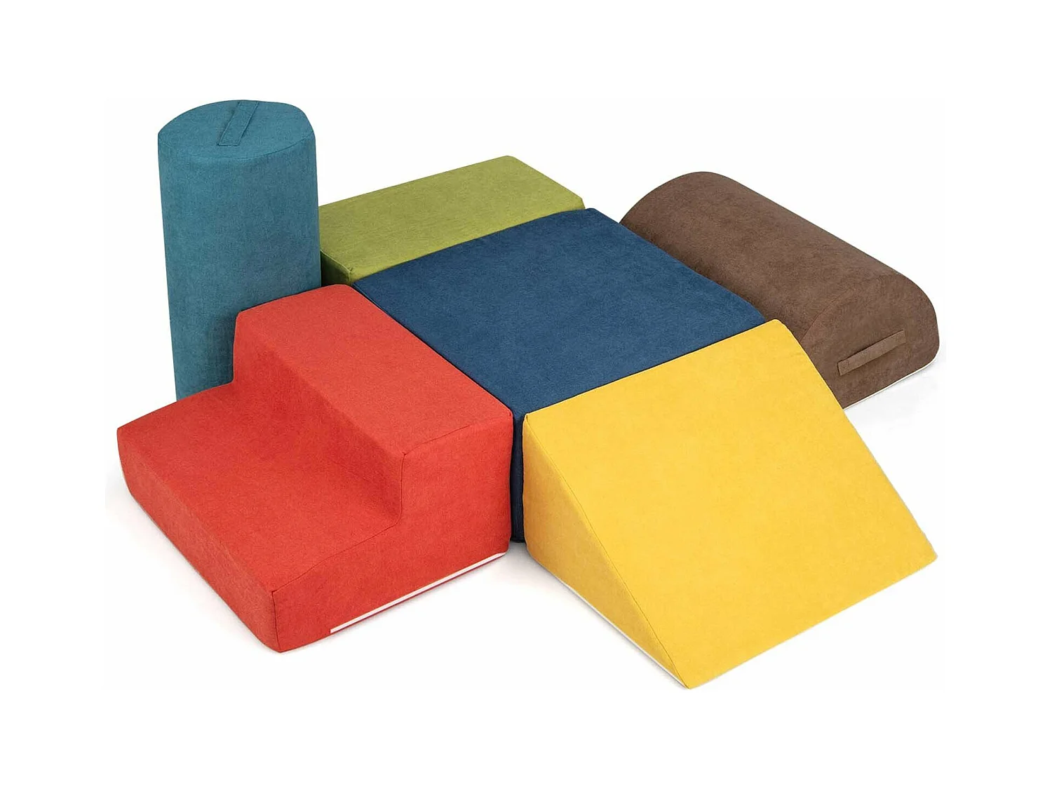 6 PCS Parcours Motricité Bébé en Mousse avec Housse en Tissu Chenille, Module Motricité Bébé avec Fermeture Clair, Jouets Éducatifs pour Ramper (Coloré)