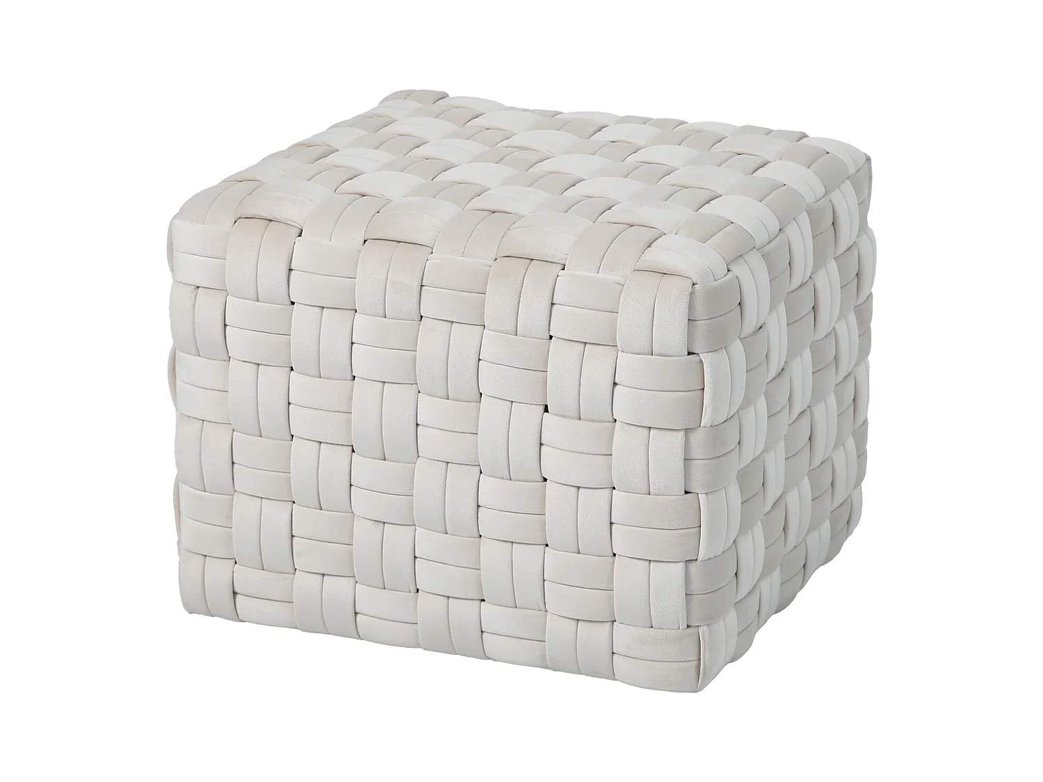 SVITA POPPY tabouret pouf tressé velours beige