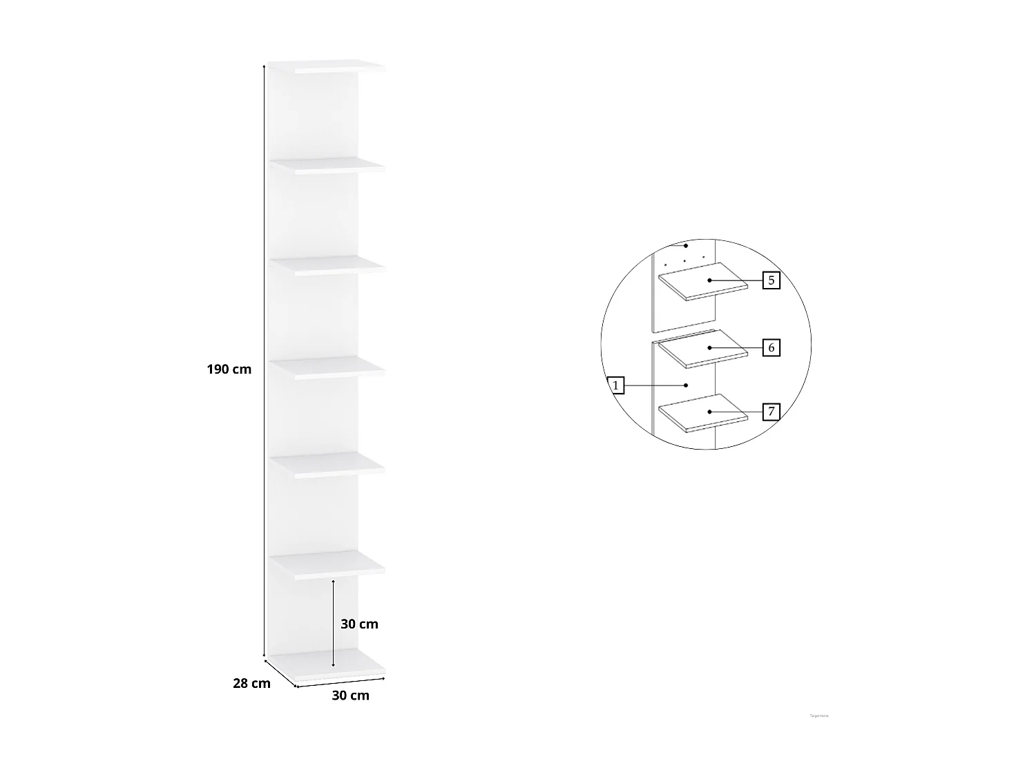 Wandregal Regal 190 cm (weiß)