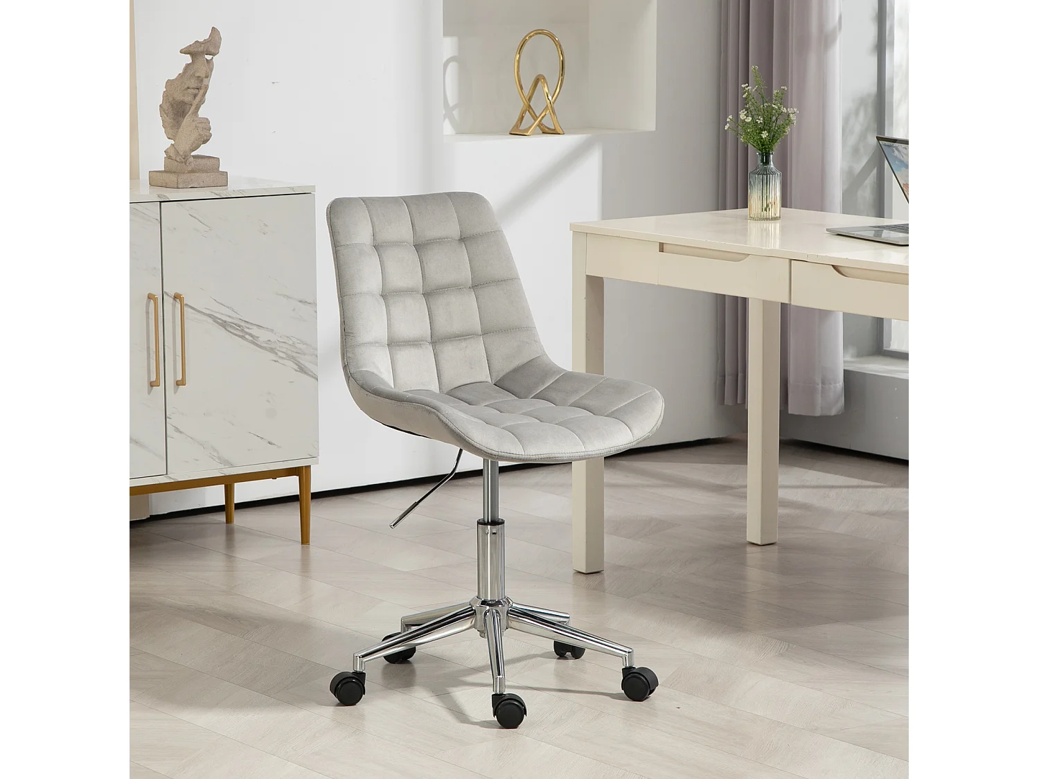 Chaise de bureau SVITA MICKY pour enfants, chaise de bureau réglable en hauteur, chaise pivotante, gris