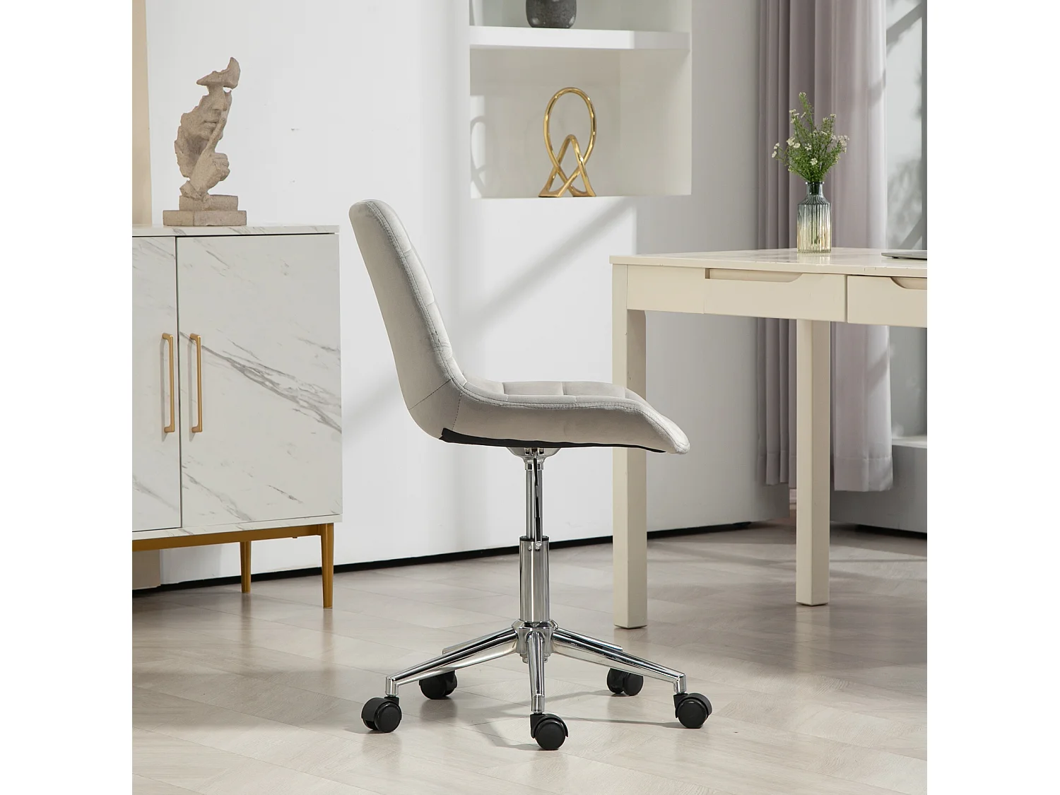 Chaise de bureau SVITA MICKY pour enfants, chaise de bureau réglable en hauteur, chaise pivotante, gris