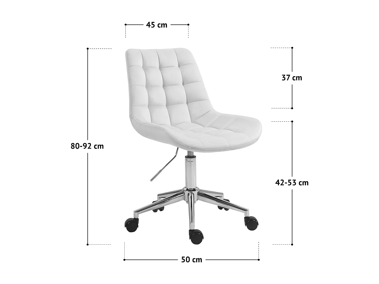 Chaise de bureau SVITA MICKY pour enfants, chaise de bureau réglable en hauteur, chaise pivotante, gris