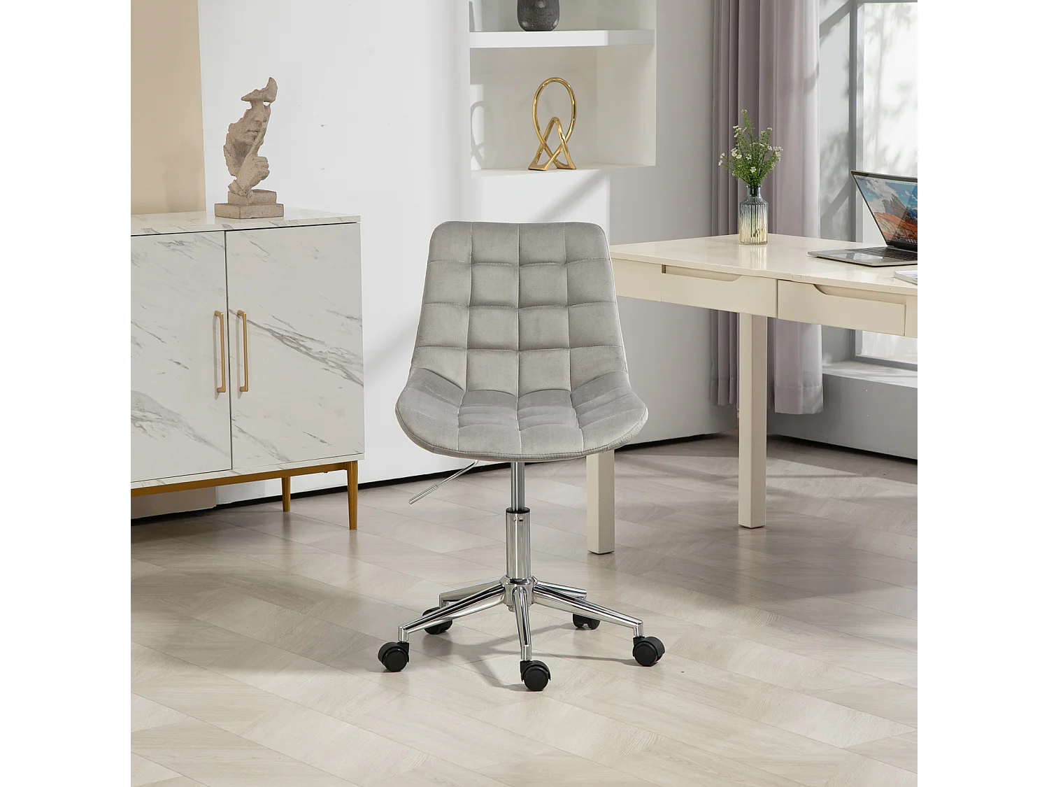 Chaise de bureau SVITA MICKY pour enfants, chaise de bureau réglable en hauteur, chaise pivotante, gris