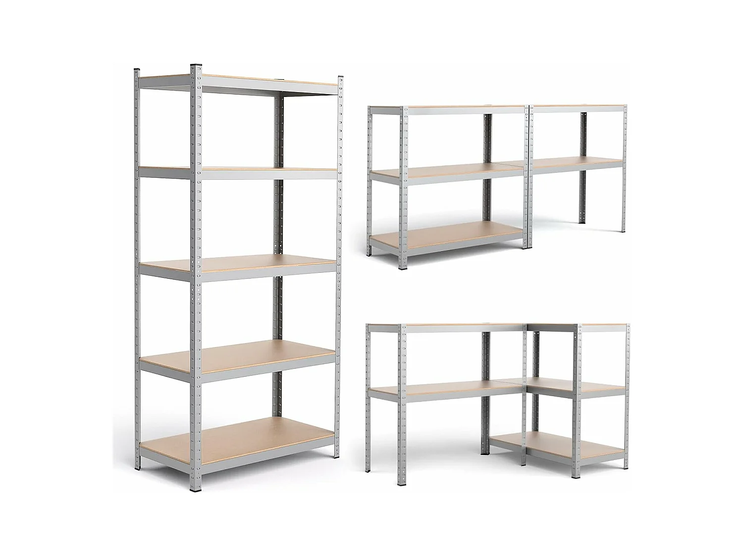 Étagère de Rangement à 5 Niveaux 46 x 91 x 183 cm, Charge Lourde Totale 1325 kg (265 kg par Niveau), pour Garage, Cave, Atelier, Cuisine (Argent)