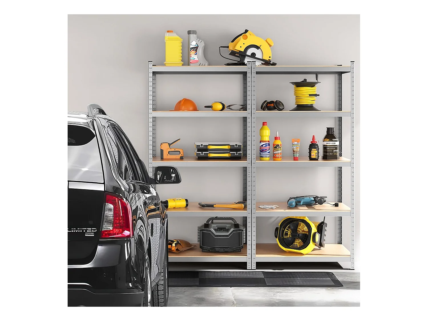 Étagère de Rangement à 5 Niveaux 46 x 91 x 183 cm, Charge Lourde Totale 1325 kg (265 kg par Niveau), pour Garage, Cave, Atelier, Cuisine (Argent)