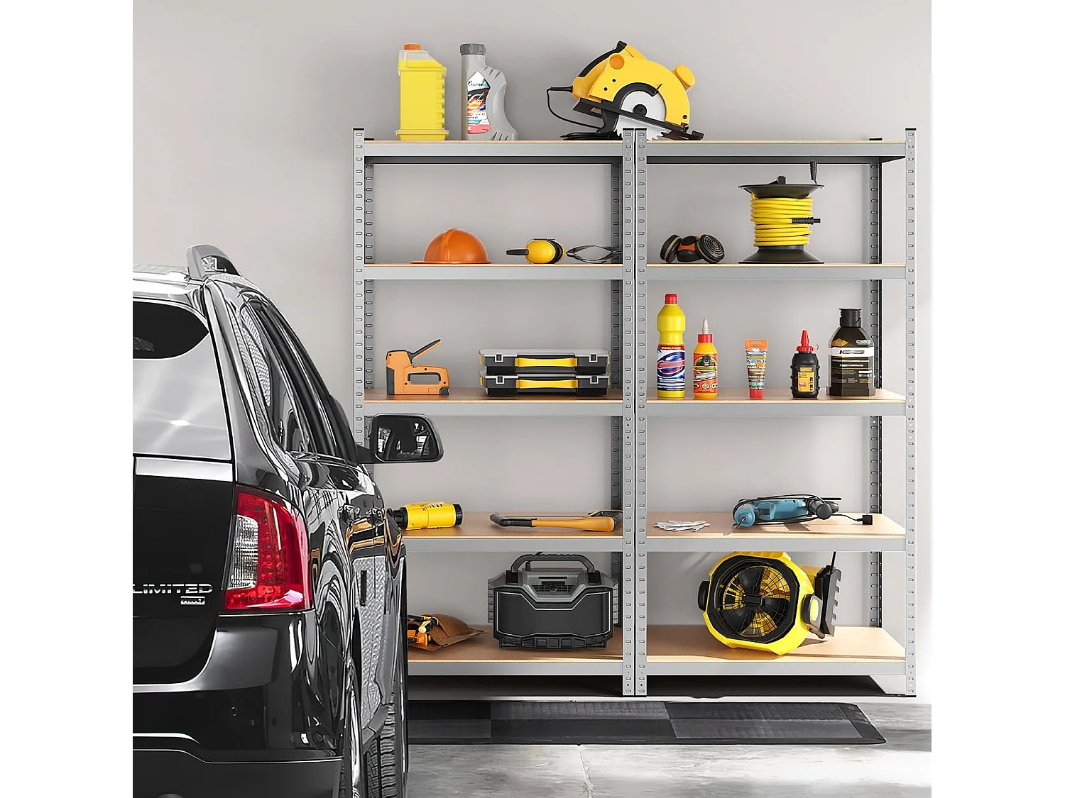 Étagère de Rangement à 5 Niveaux 46 x 91 x 183 cm, Charge Lourde Totale 1325 kg (265 kg par Niveau), pour Garage, Cave, Atelier, Cuisine (Argent)