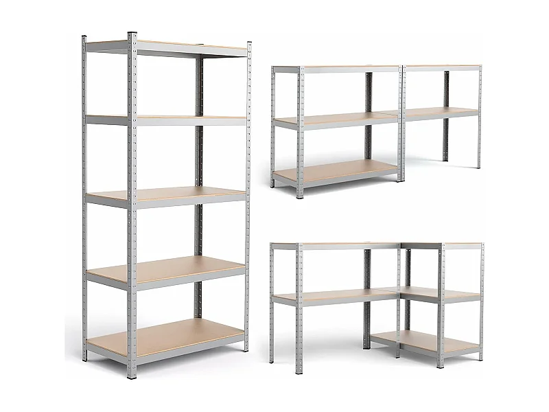 Étagère de Rangement à 5 Niveaux 46 x 91 x 183 cm, Charge Lourde Totale 1325 kg (265 kg par Niveau), pour Garage, Cave, Atelier, Cuisine (Argent)