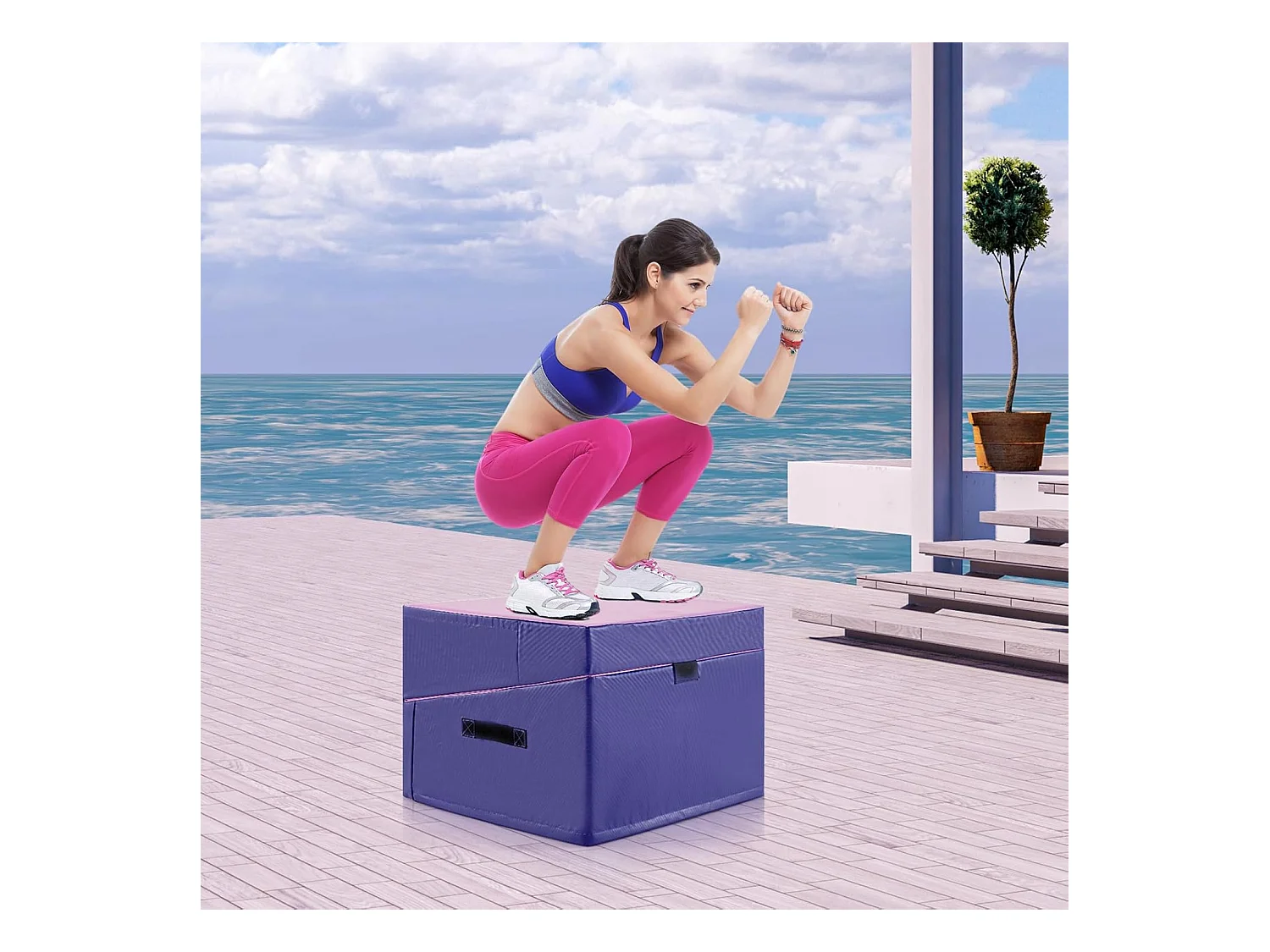 Tapis de Gymnastique Incliné 120 x 60 x 35 cm, Matelas de Gym Angle Droit Pliable avec Mousse EPE et Cuir PVC Antidérapant Poignée de Transport, Exercice Aérobic