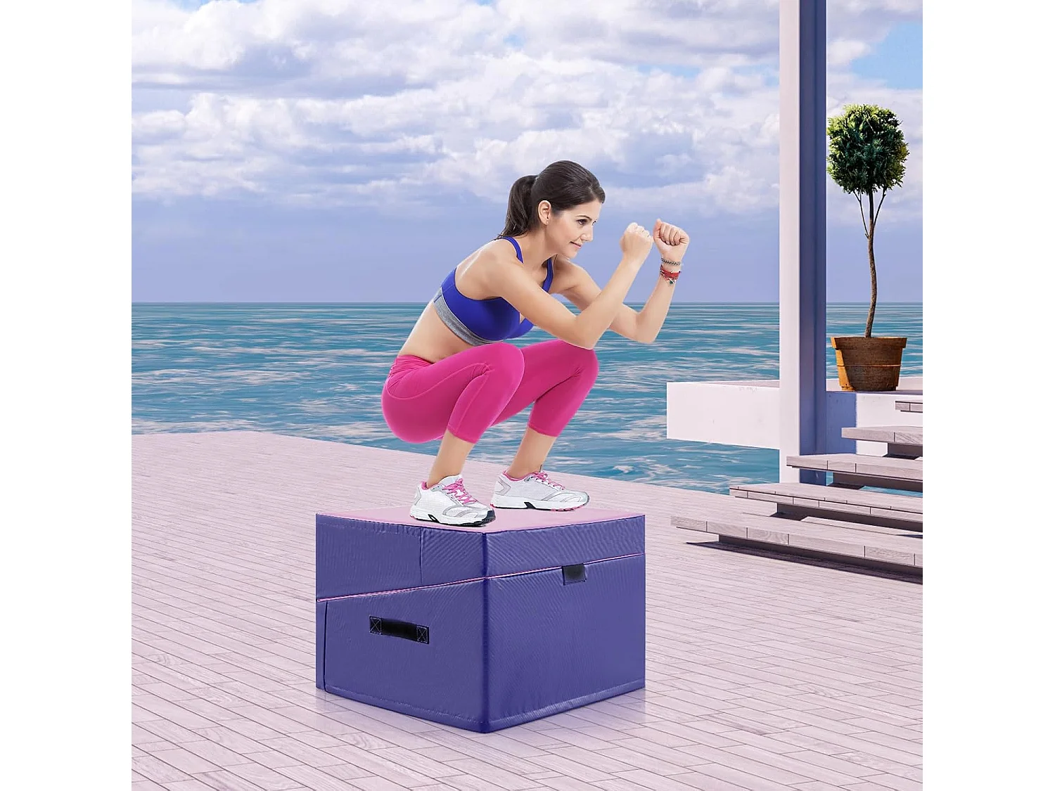 Tapis de Gymnastique Incliné 120 x 60 x 35 cm, Matelas de Gym Angle Droit Pliable avec Mousse EPE et Cuir PVC Antidérapant Poignée de Transport, Exercice Aérobic