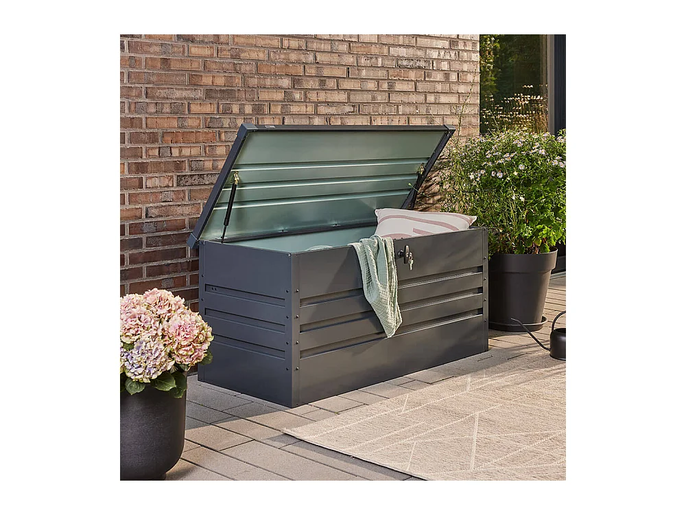 Home Deluxe - Boîte de rangement métallique MEGABOX XL - 126 x 56 cm 400l Anthracite