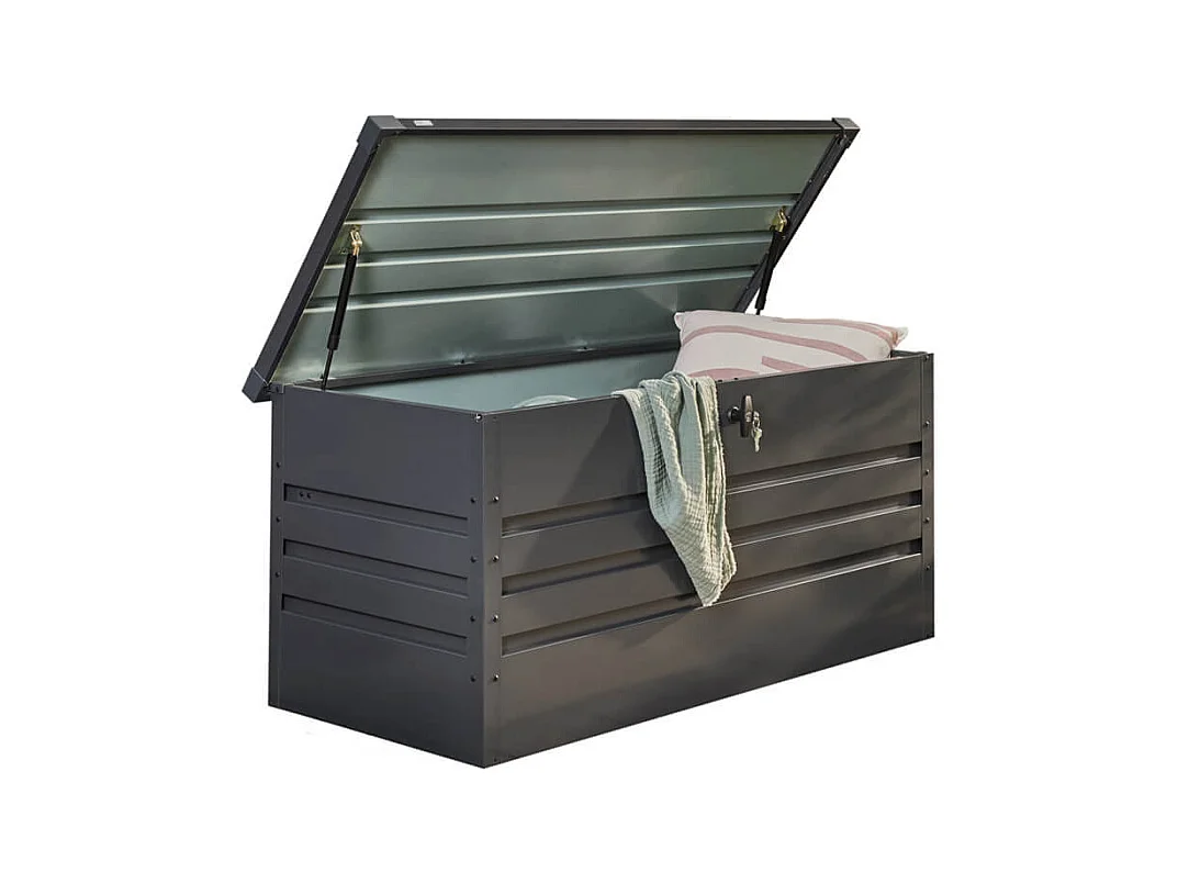 Home Deluxe - Boîte de rangement métallique MEGABOX XL - 126 x 56 cm 400l Anthracite
