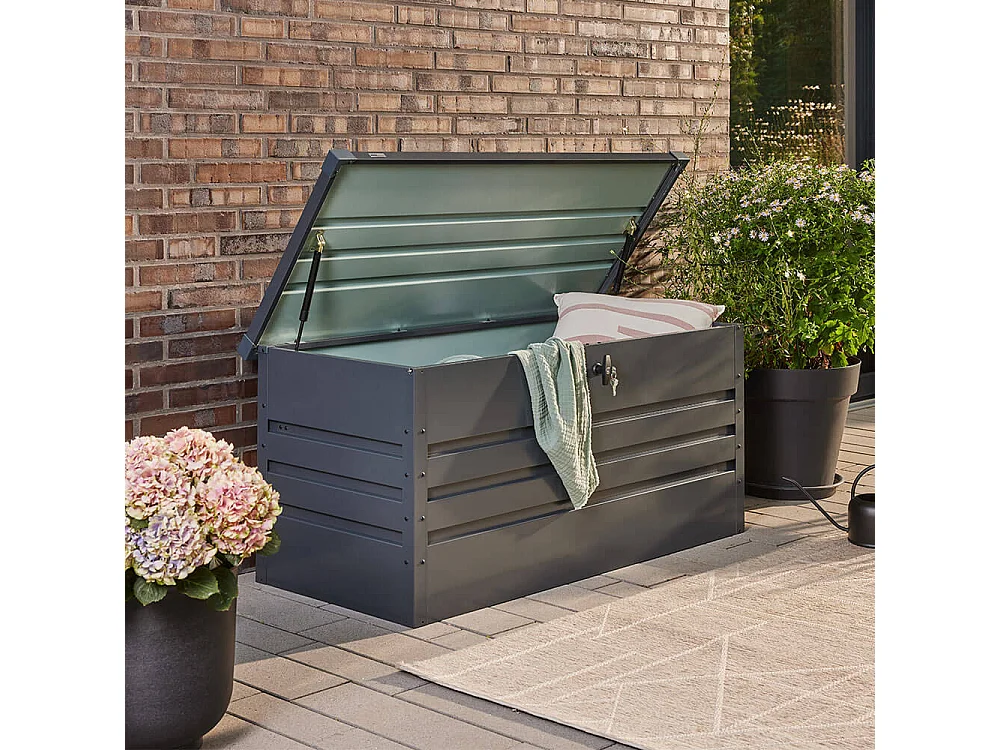 Home Deluxe - Boîte de rangement métallique MEGABOX XL - 126 x 56 cm 400l Anthracite