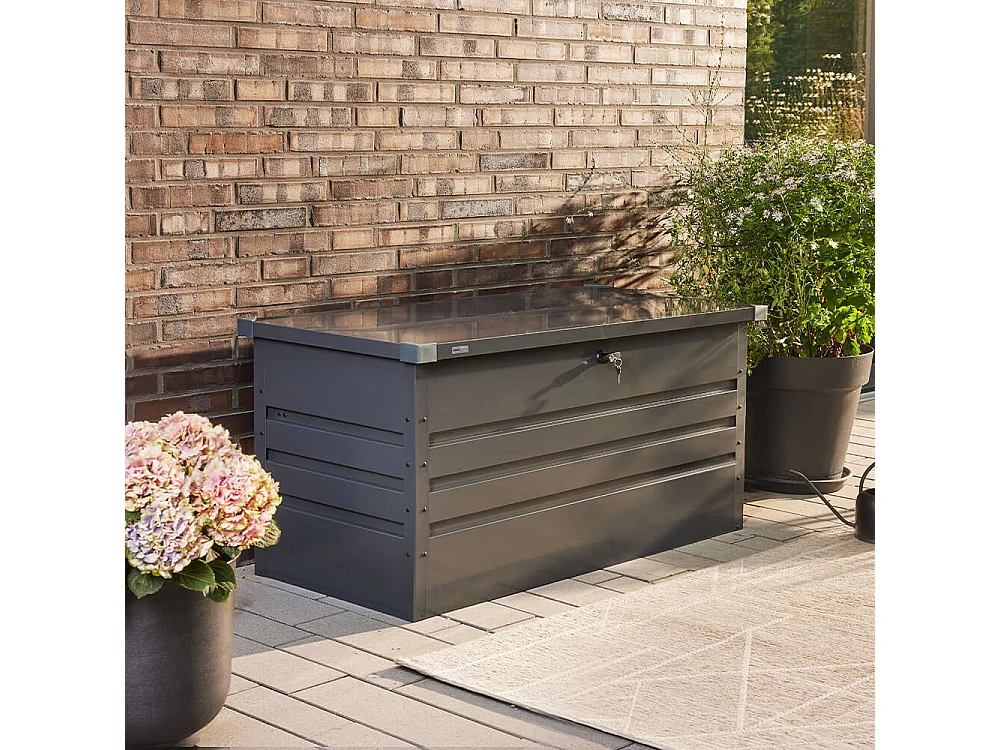 Home Deluxe - Boîte de rangement métallique MEGABOX XL - 126 x 56 cm 400l Anthracite