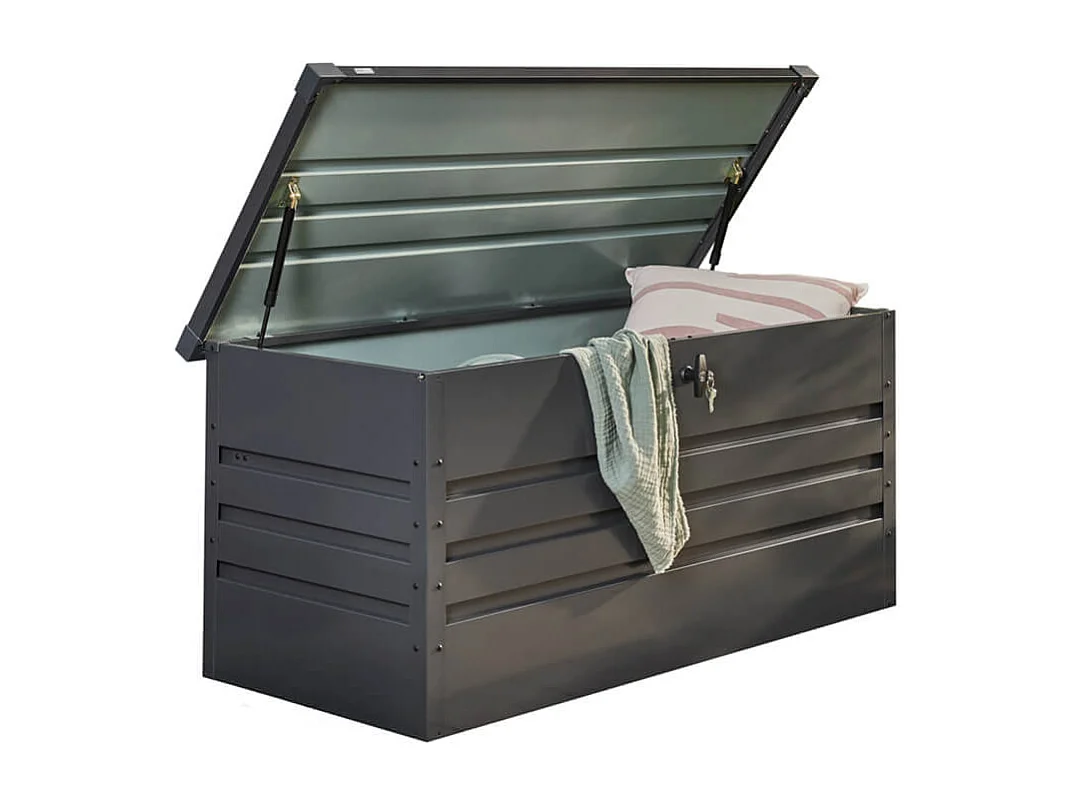 Home Deluxe - Boîte de rangement métallique MEGABOX XL - 126 x 56 cm 400l Anthracite