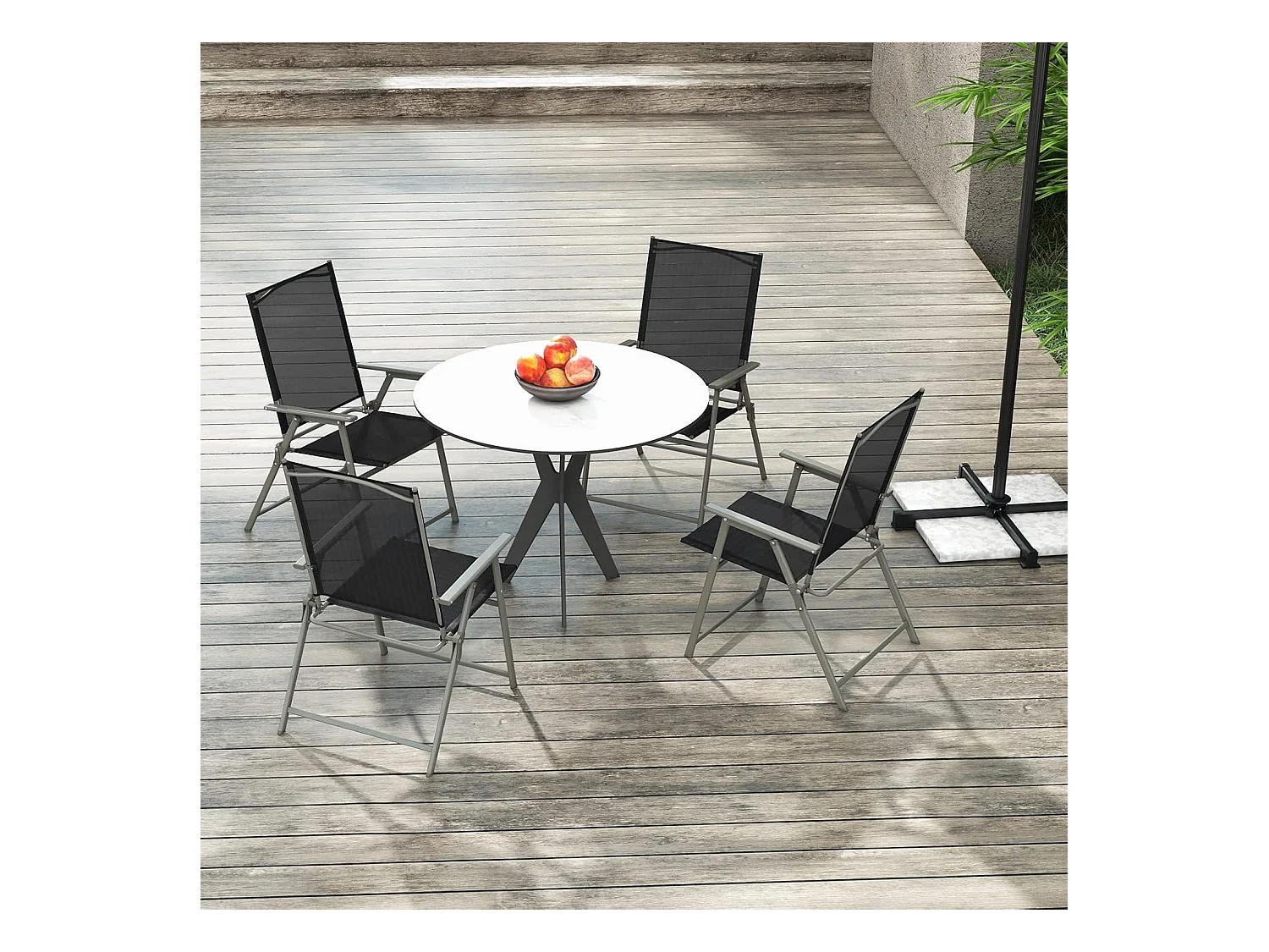 Lot de 2 Chaise de Jardin Exterieur, Fauteuil de Jardin, Verrouillage de Sécurité, Cadre en Métal, Chaise Pliante Camping, 62 x 58 x 96 cm, Charge 150 kg, Noir