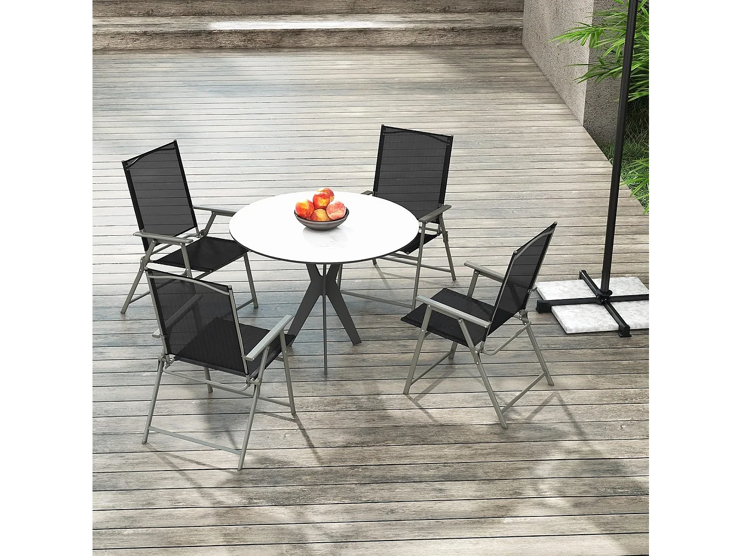 Lot de 2 Chaise de Jardin Exterieur, Fauteuil de Jardin, Verrouillage de Sécurité, Cadre en Métal, Chaise Pliante Camping, 62 x 58 x 96 cm, Charge 150 kg, Noir