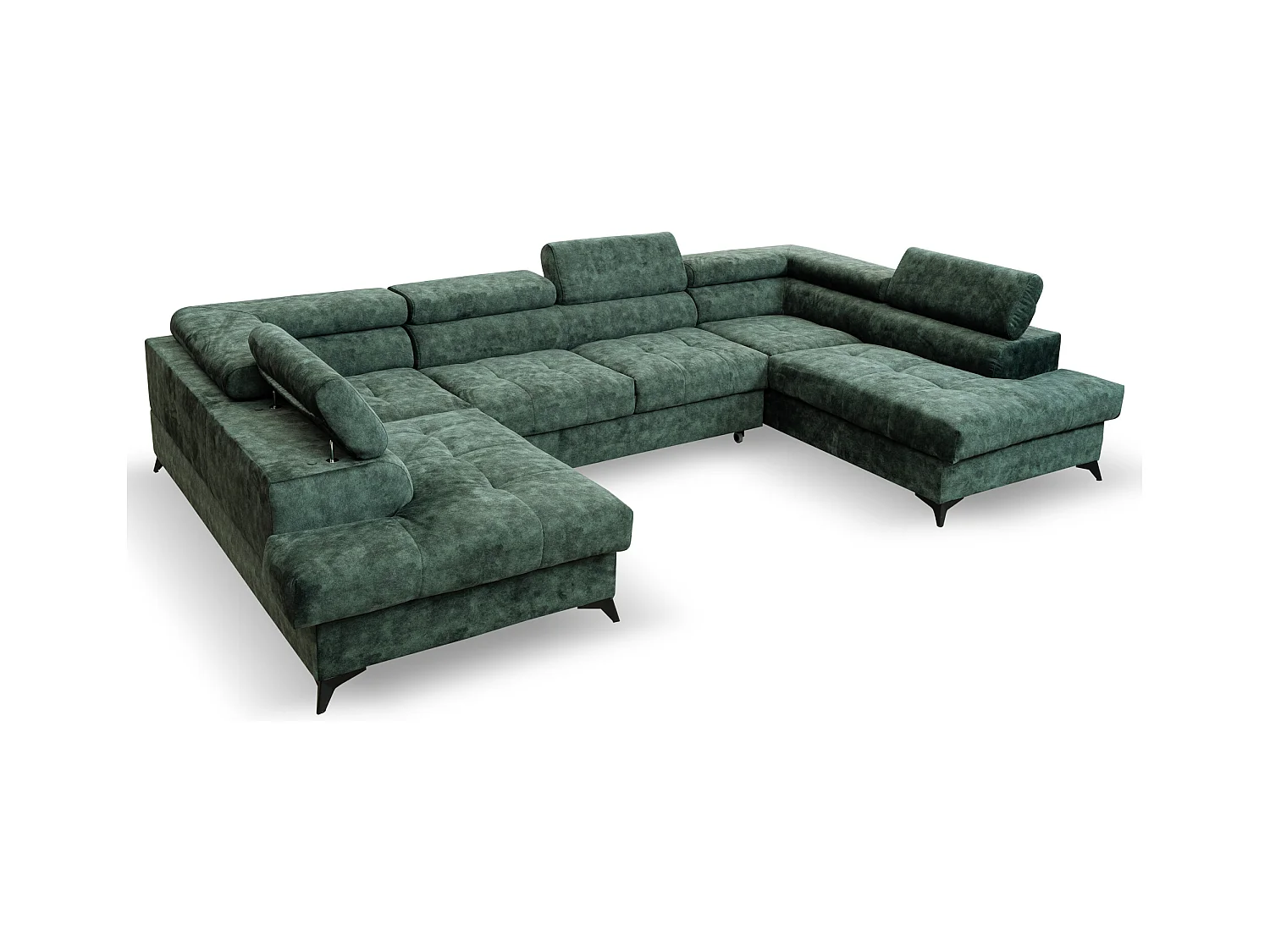Ecksofa Palermo U-Form mit Schlaffunktion Bettkasten 345 x 202 cm Wohnzimmer Arbeitszimmer Sofa XXL, grün
