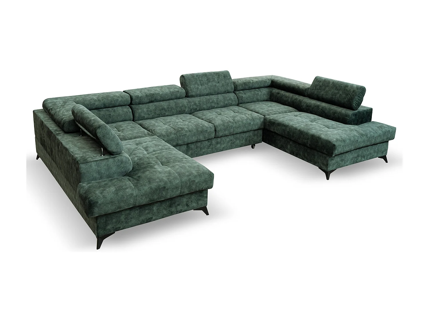 Ecksofa Palermo U-Form mit Schlaffunktion Bettkasten 345 x 202 cm Wohnzimmer Arbeitszimmer Sofa XXL, grün