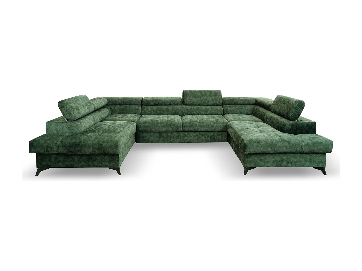 Ecksofa Palermo U-Form mit Schlaffunktion Bettkasten 345 x 202 cm Wohnzimmer Arbeitszimmer Sofa XXL, grün