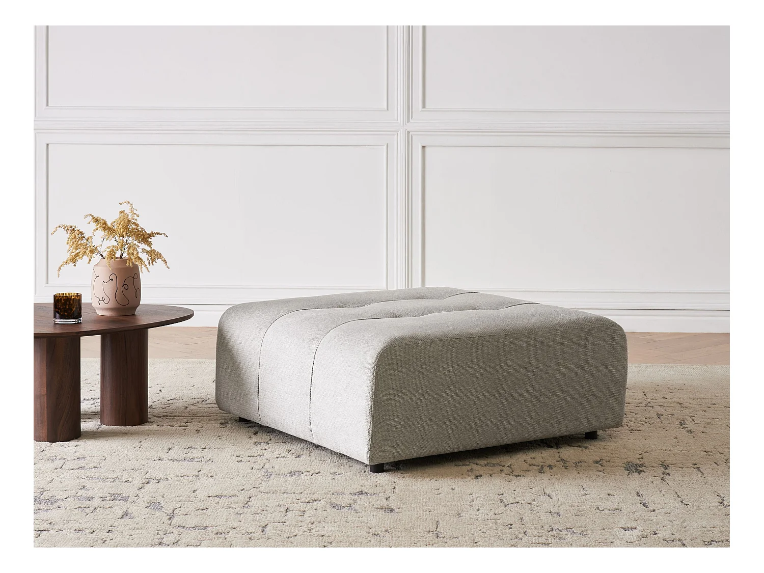 Ottoman INNVIK Tissu Gris clair