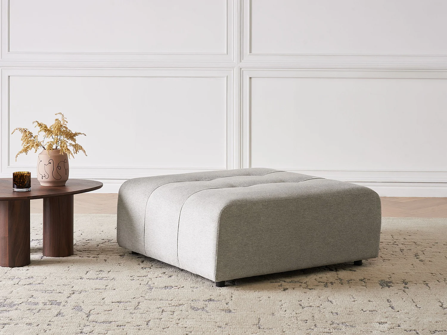 Ottoman INNVIK Tissu Gris clair