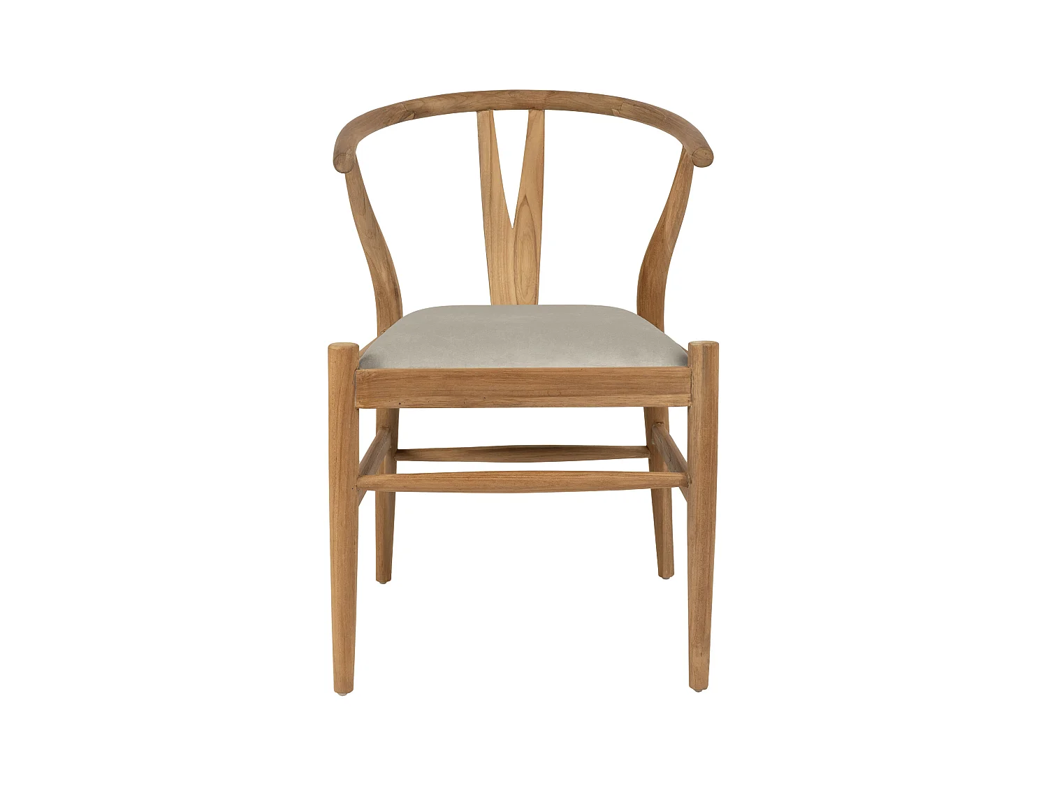 Conjunto de 2 sillas de teca y tela - Natural y Beige - POGIANA