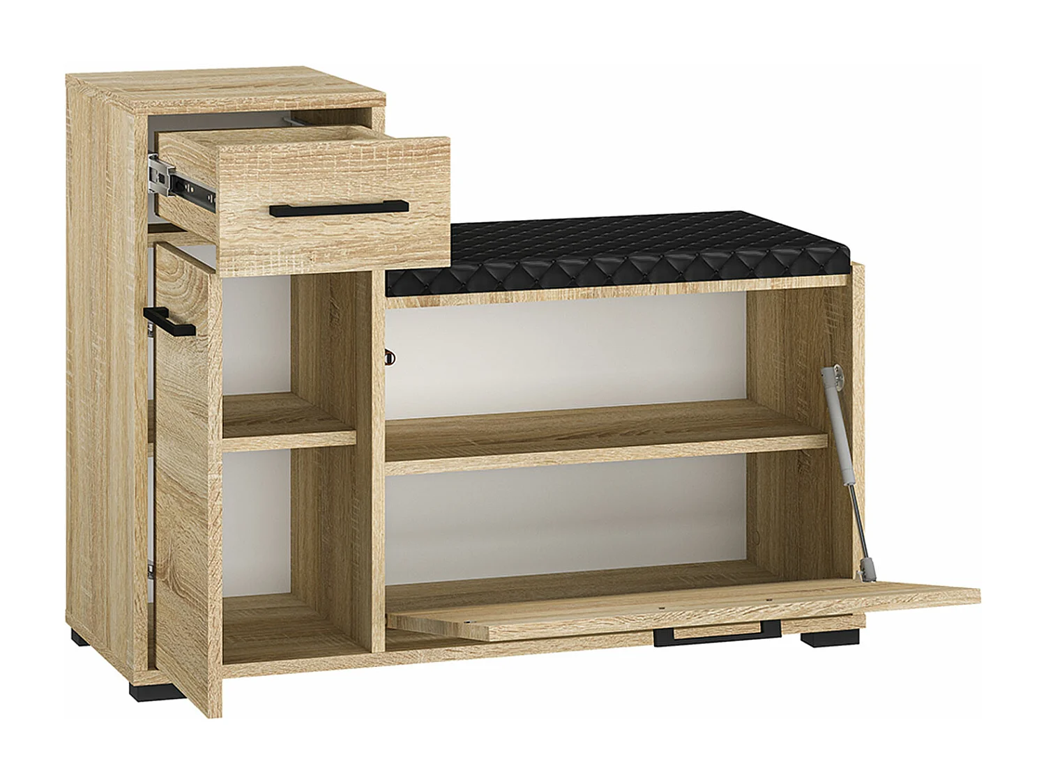 SCHUHSCHRANK Caro Sonoma Eiche hell / schwarz 90 / 34 / 68cm
