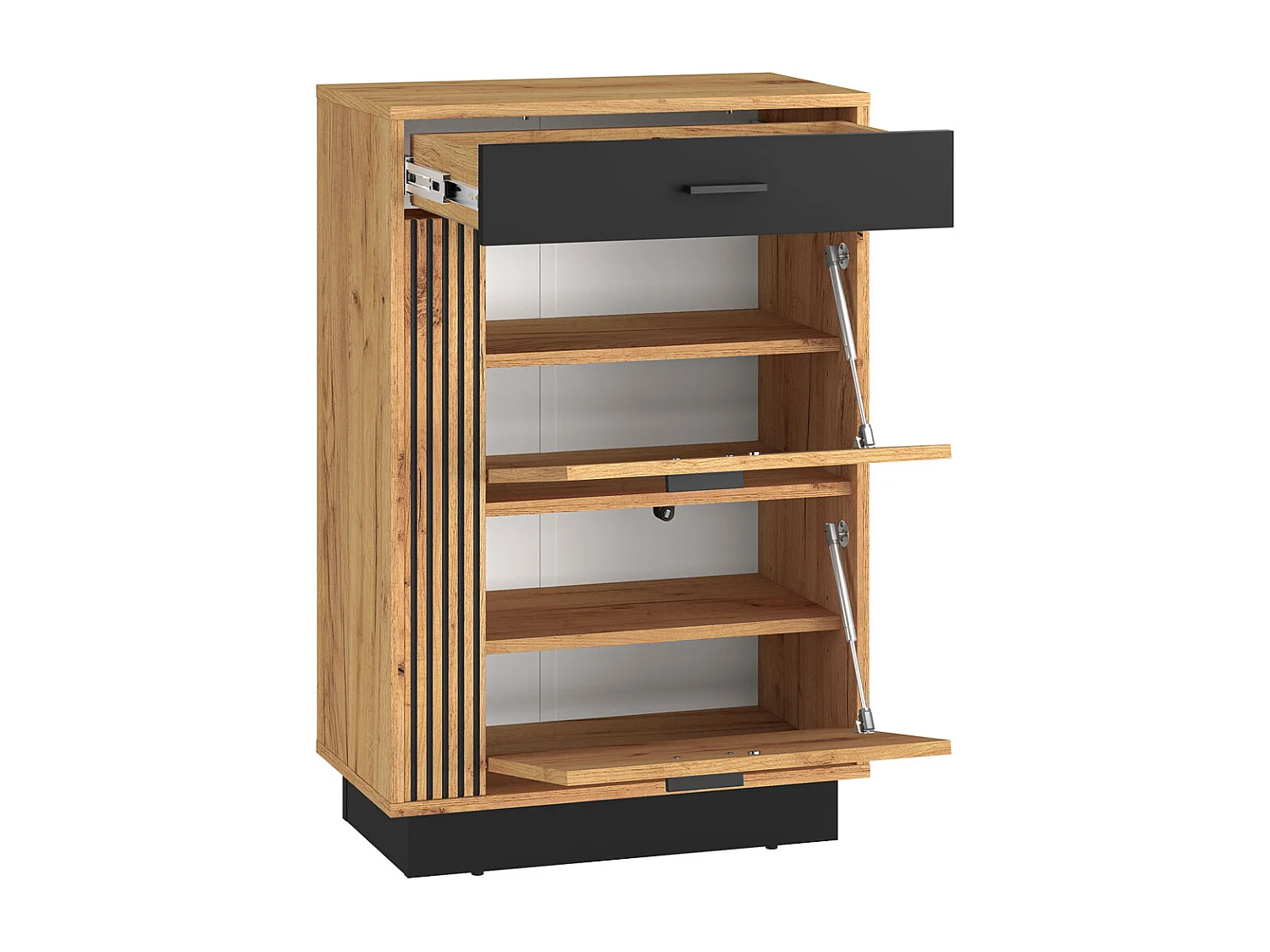 SCHUHSCHRANK Vasco Gold Craft Eiche / Schwarz 60 / 34 / 91cm