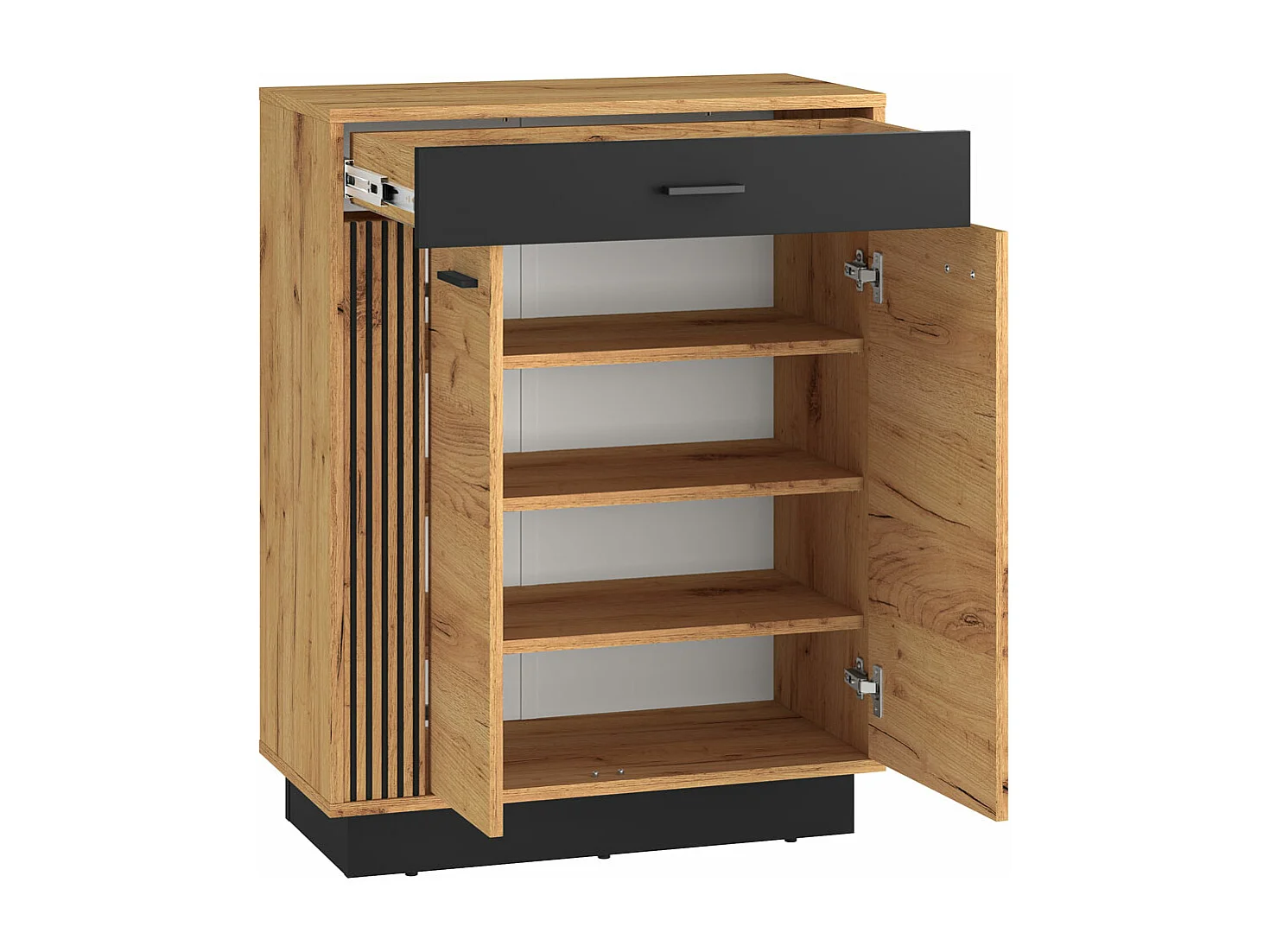 SCHUHSCHRANK Vasco Gold Craft Eiche / Schwarz 70 / 34 / 91cm