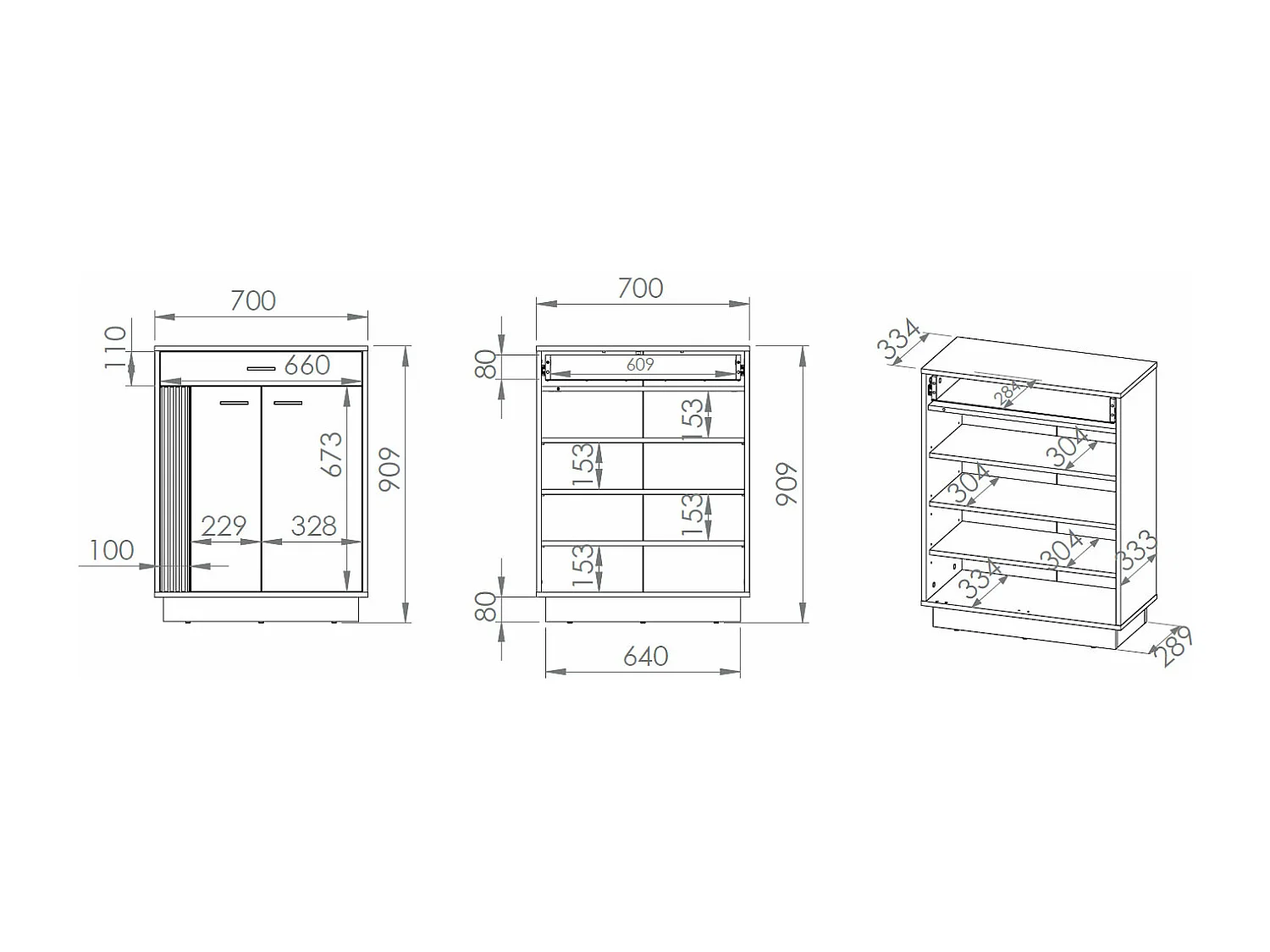 SCHUHSCHRANK Vasco Gold Craft Eiche / Schwarz 70 / 34 / 91cm