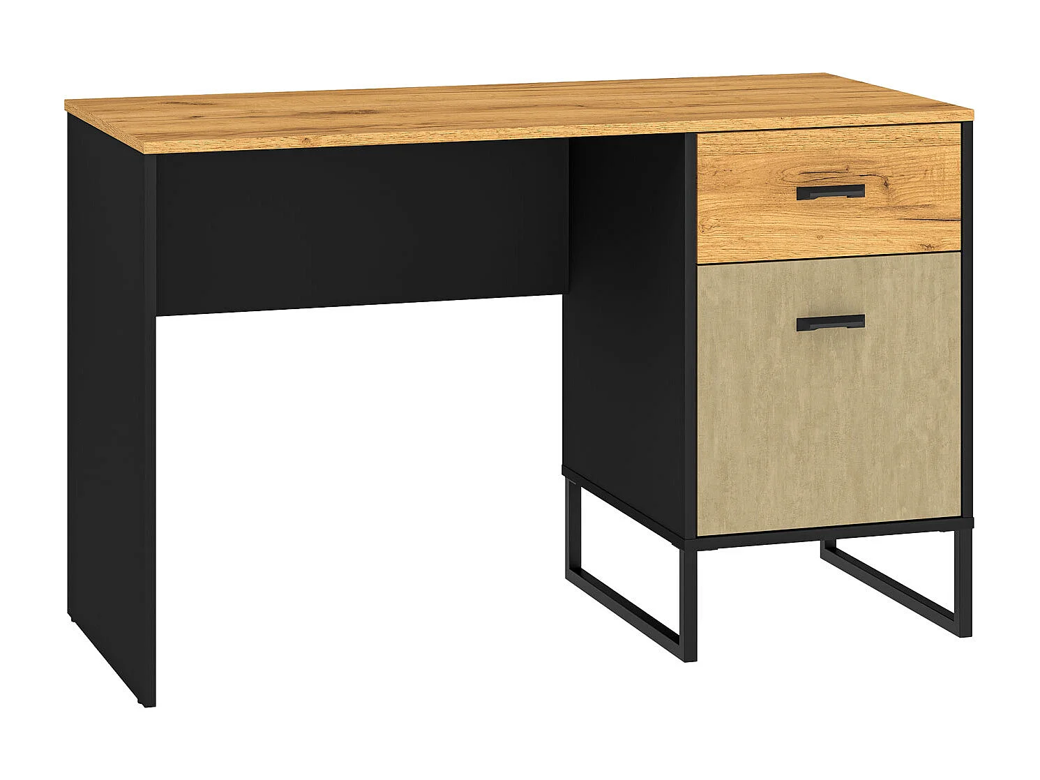 SCHREIBTISCH Colt schwarz / Craft Gold Eiche / Premium Steel 120 / 55 / 75cm