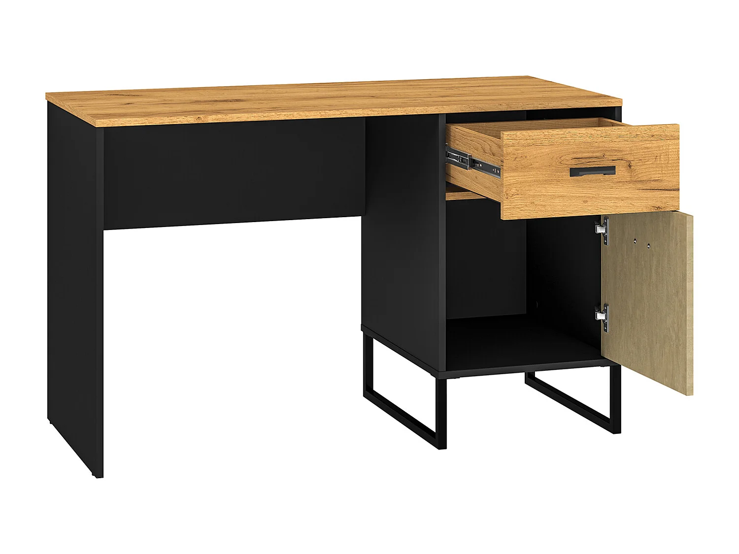 SCHREIBTISCH Colt schwarz / Craft Gold Eiche / Premium Steel 120 / 55 / 75cm