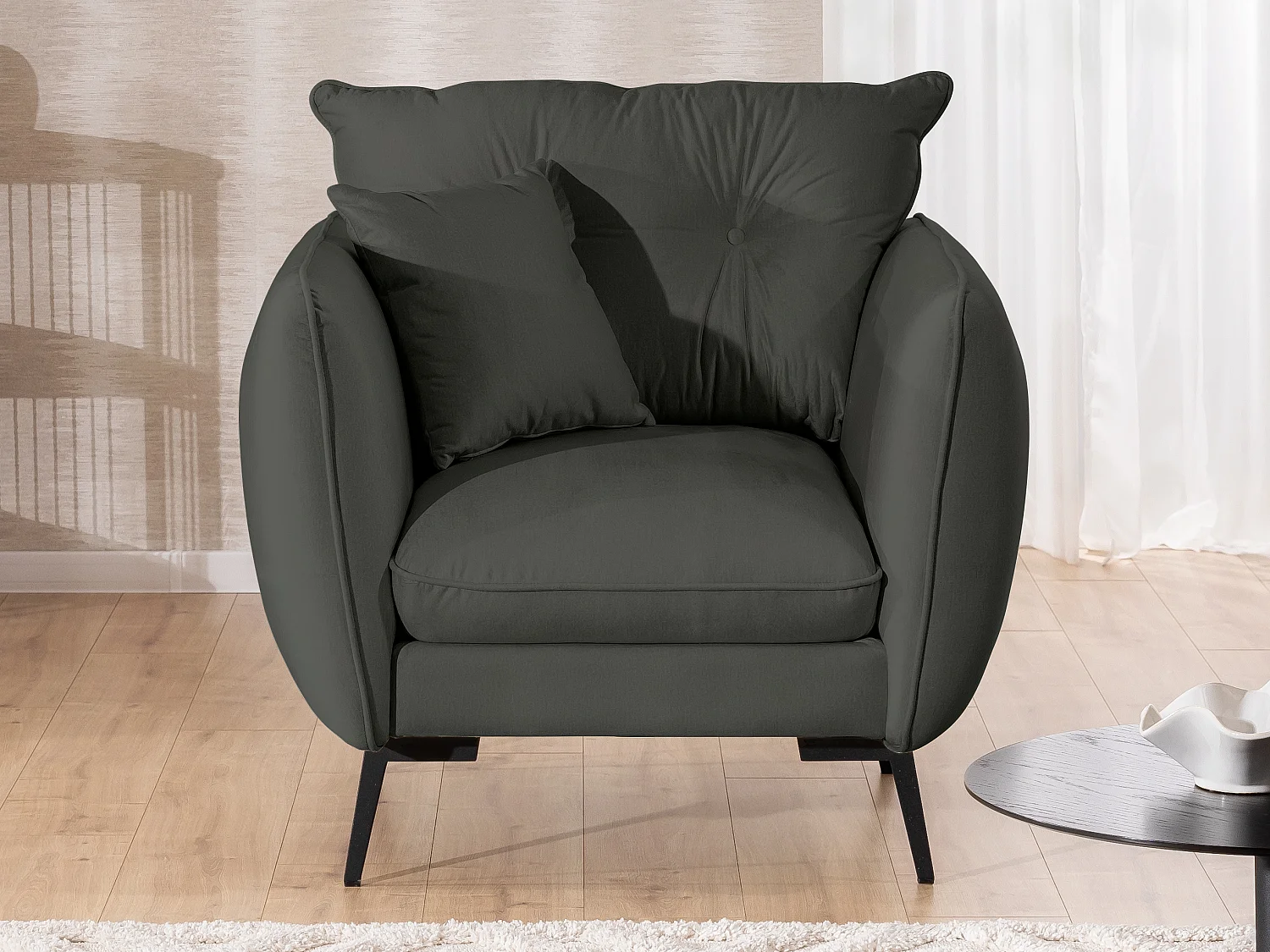 Ensemble de canapés 2+1 en tissu avec de hauts pieds en métal noir Nordloft