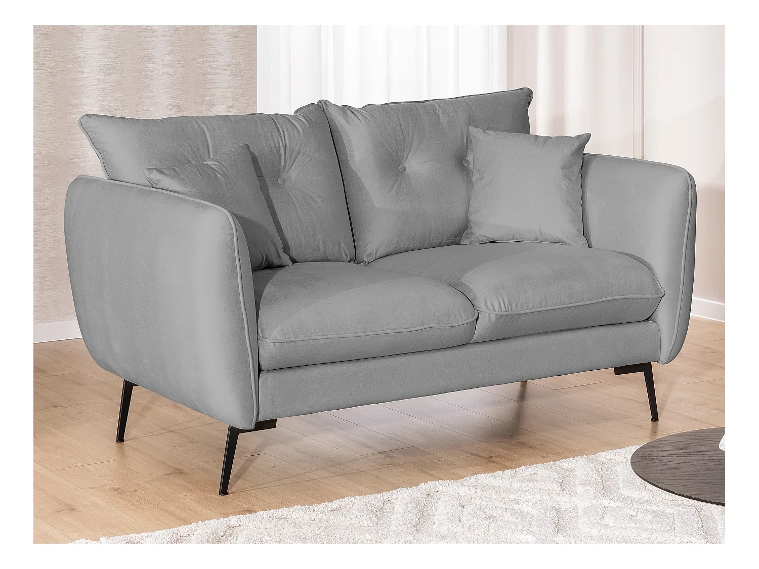 Ensemble de canapés 2+1 en tissu avec de hauts pieds en métal noir Nordloft