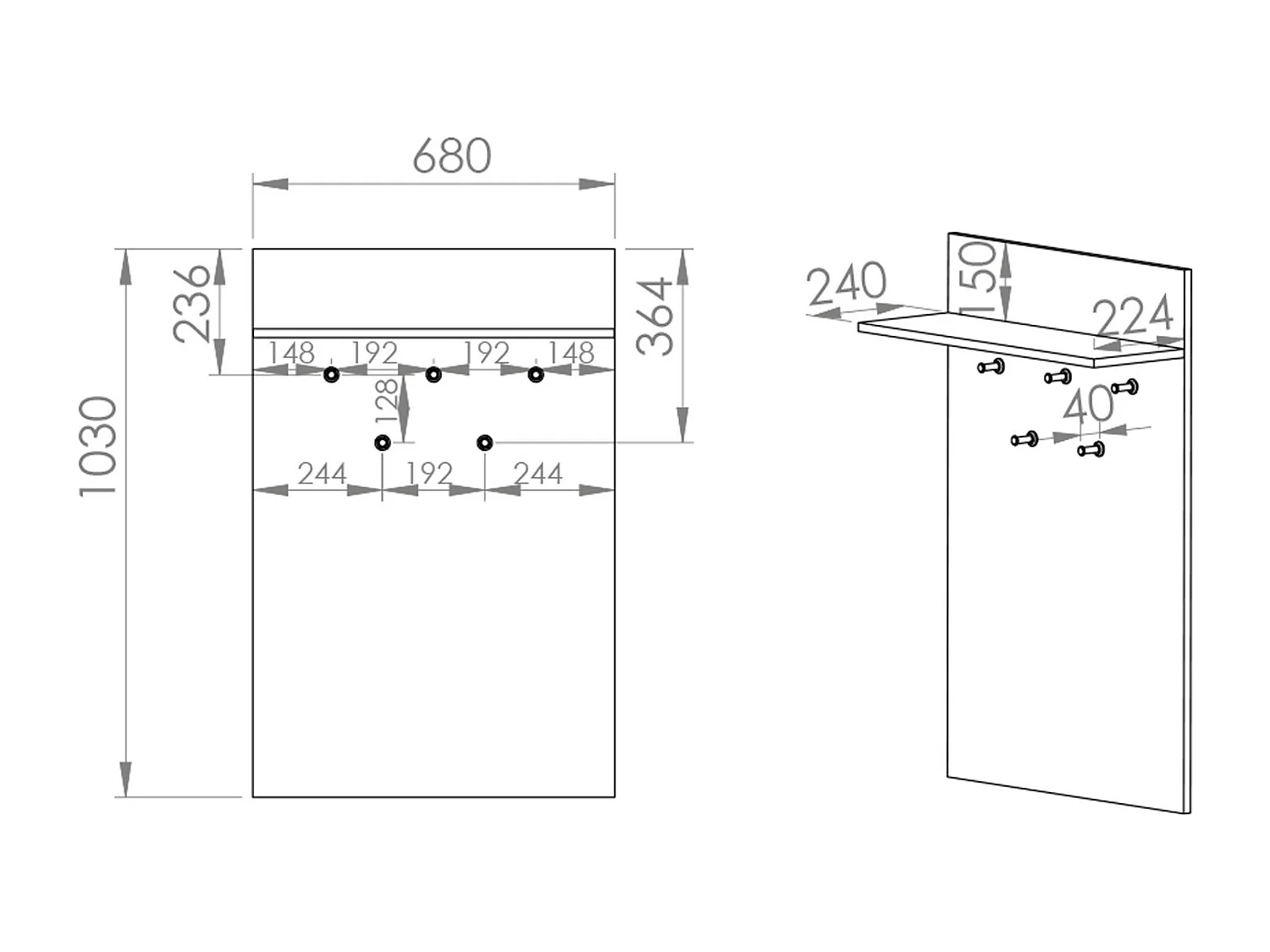 GARDEROBENSCHRANK Caro Sonoma Eiche hell 68 / 24 / 103cm