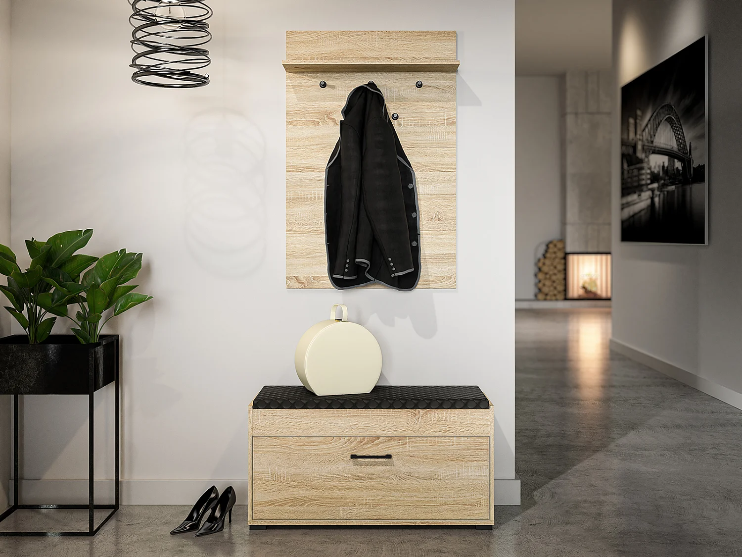 GARDEROBENSCHRANK Caro Sonoma Eiche hell 68 / 24 / 103cm