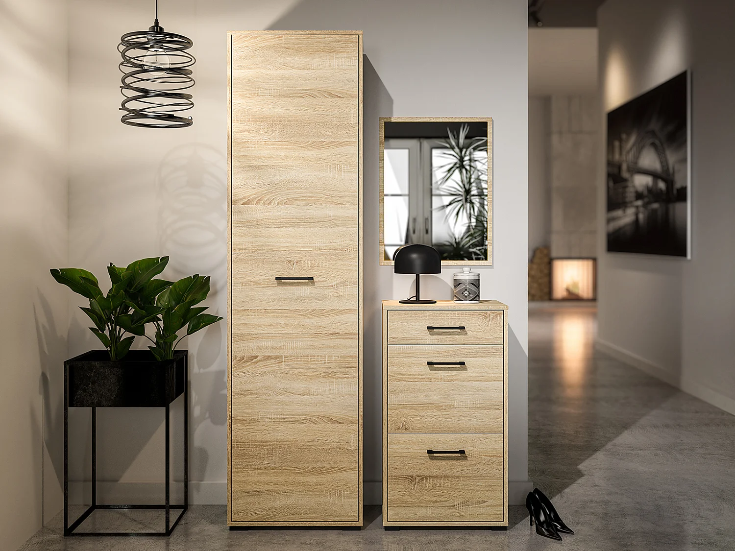 GARDEROBENSCHRANK Caro Sonoma Eiche hell 55 / 34 / 199cm