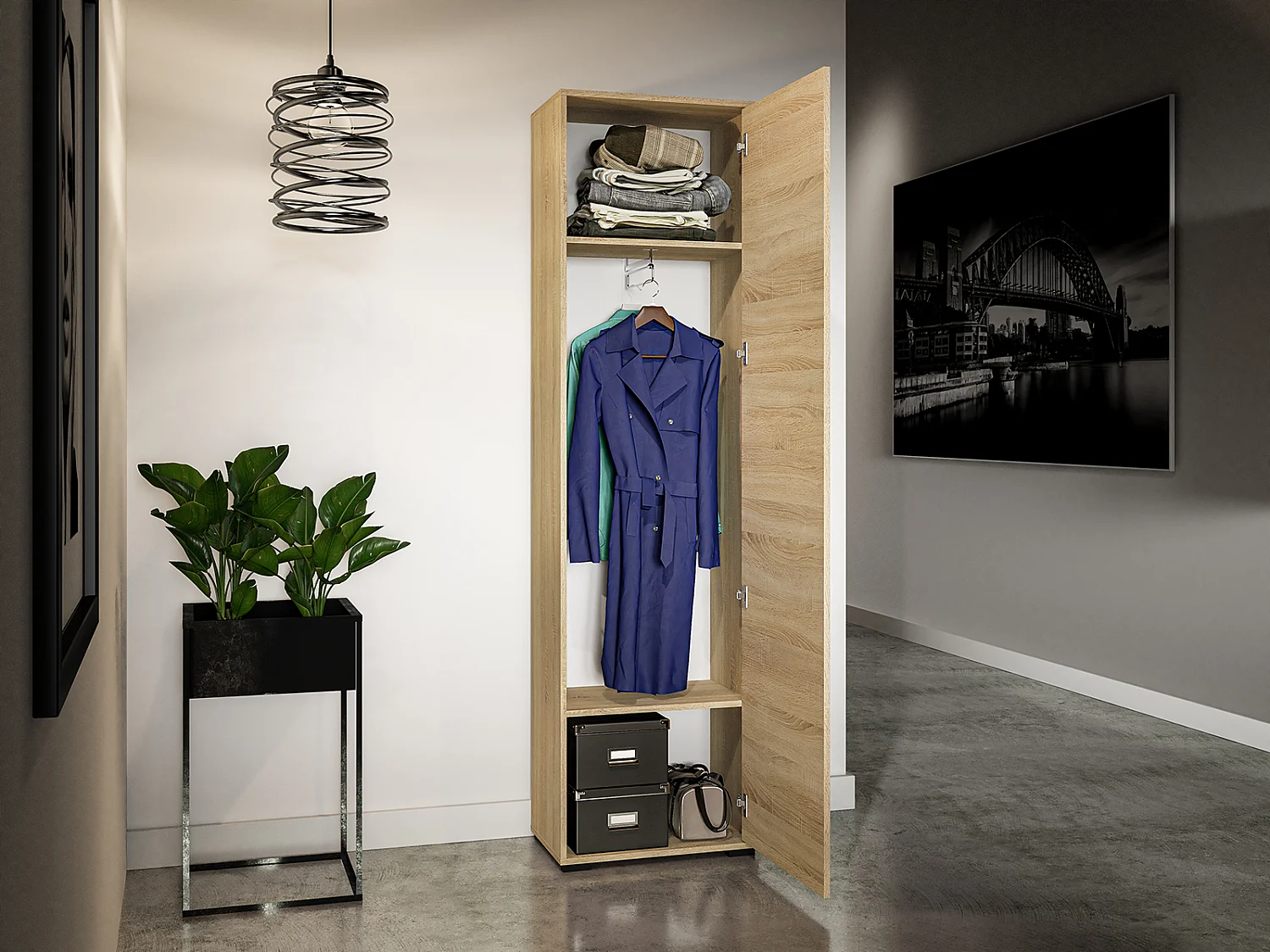 GARDEROBENSCHRANK Caro Sonoma Eiche hell 55 / 34 / 199cm