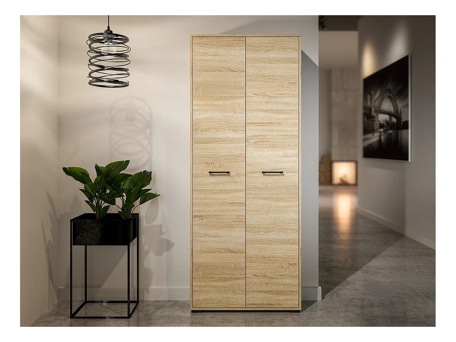 GARDEROEBNSCHRANK Caro Sonoma Eiche hell 80 / 51 / 199cm