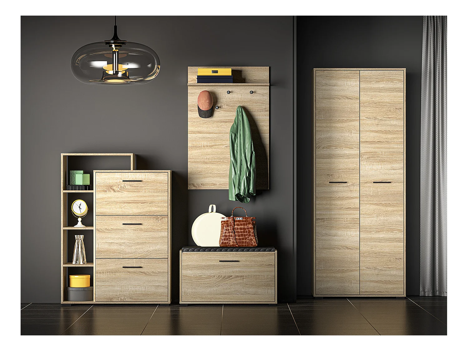 GARDEROEBNSCHRANK Caro Sonoma Eiche hell 80 / 51 / 199cm