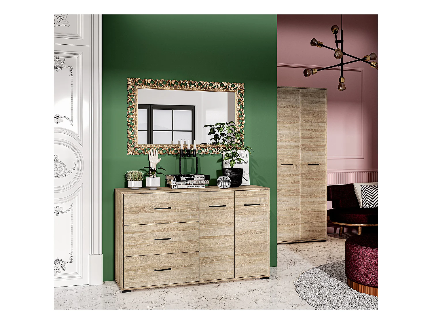 GARDEROEBNSCHRANK Caro Sonoma Eiche hell 80 / 51 / 199cm