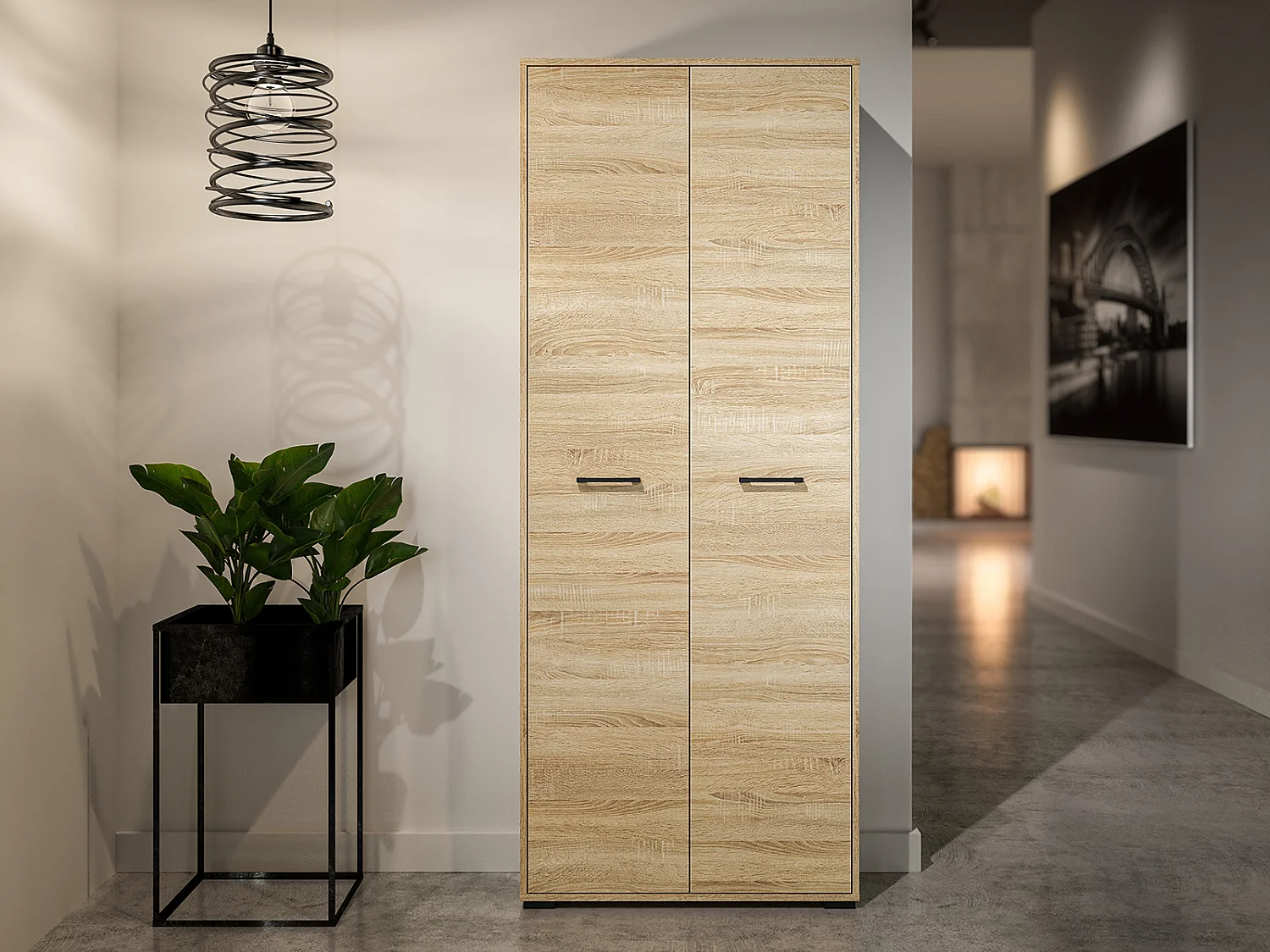 GARDEROEBNSCHRANK Caro Sonoma Eiche hell 80 / 51 / 199cm