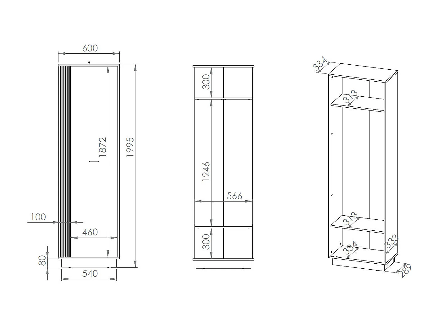 GARDEROBENSCHRANK Vasco Gold Craft Eiche / Schwarz 60 / 34 / 200cm